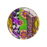 20MM sunflower  Leopard pattern Print glass snap button charms