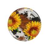 20MM sunflower Leopard pattern Print glass snap button charms