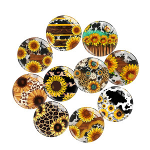 20MM sunflower Leopard pattern Print glass snap button charms