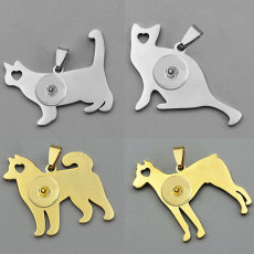 （Delivery time of 7 days） 14 styles Stainless steel love Cat Dog Pendant fit 20MM Snaps button jewelry wholesale