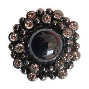 23MM Flower Black Rhinestones Metal  snap button charms