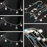 Stainless steel beach chain crystal pearl pendant shell starfish tropical fish ocean element