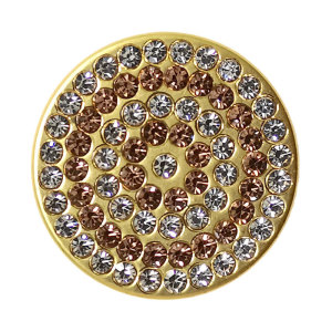 20MM Rhinestones Gold round shape Metal  snap button charms