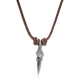 Alloy Wing Eagle Claw PU Leather Necklace