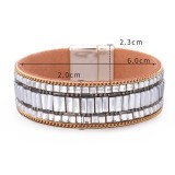PU leather glass diamond magnetic buckle bracelet