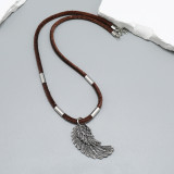 Alloy Wing Eagle Claw PU Leather Necklace