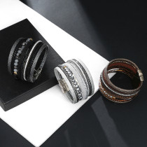 Bohemian Handwoven Ethnic Style Leather Magnet Buckle Bracelet