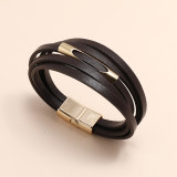 21CM Copper tube PU multi-layer leather bracelet