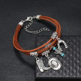 Western Denim Style Lucky Leather Bracelet