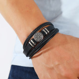 21CM Multi layer woven scripture compass leather bracelet