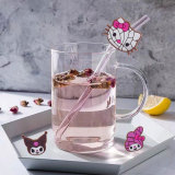 11 styles Pink cartoon straw sleeve PVC soft rubber straw decorative accessories Party straw decorative buckle