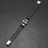 Stainless steel ship anchor woven leather bracelet