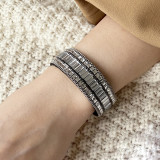 PU leather glass diamond magnetic buckle bracelet