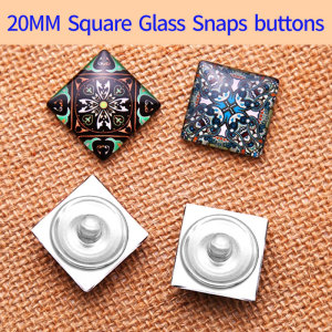 10pcs/set  love Cat Dog color  Artistic pattern  Print 20MM Square Glass Snaps buttons