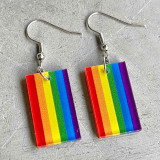 Rainbow Geometry Simple Multicolor Long Strip Acrylic Summer Earrings