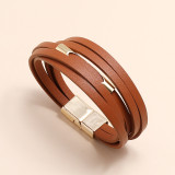 21CM Copper tube PU multi-layer leather bracelet