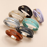 21CM Copper tube PU multi-layer leather bracelet