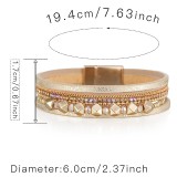 Water Diamond Fine PU Leather Magnetic Buckle Bracelet