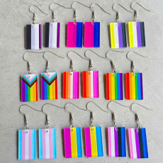 Rainbow Geometry Simple Multicolor Long Strip Acrylic Summer Earrings