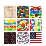 10pcs/set  love Flower color tree of life Geometry pattern Leopard  Print 20MM Square Glass Snaps buttons