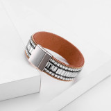 PU leather glass diamond magnetic buckle bracelet
