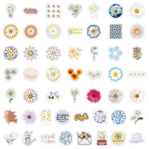 50 Daisy Graffiti Waterproof Stickers Car Luggage, Notebook, Scooter, Water Cup Stickers