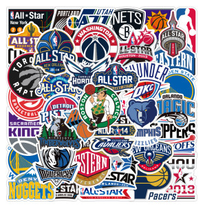 50 NBA Team Logo Collection Personalized Cartoon Graffiti Stickers Car Luggage, Water Cup, Refrigerator Waterproof Stickers