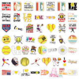 100 pieces of sports series softball graffiti stickers, car luggage, water cup, refrigerator waterproof stickers