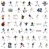 100 non repeating baseball sports graffiti stickers, car luggage, laptop, phone, refrigerator, water release stickers