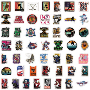 50 pieces of non repeating hockey graffiti stickers, car luggage, laptop, water cup waterproof stickers