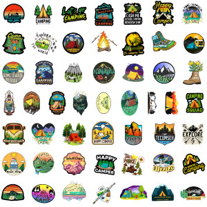 50 outdoor camping graffiti stickers, car phone, skateboard, water cup decorative stickers, waterproof