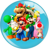 20MM cartoon Super Mario Print glass snap button charms