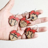 Sporty Rugby Volleyball Baseball Football Basketball Wooden Earrings