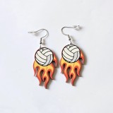 Flame Baseball Basketball Football Volleyball Wooden Earrings