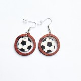 Sports Earrings Football World Cup Baseball Rugby Basketball Tennis Volleyball Wooden Ring Earrings