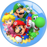 20MM cartoon Super Mario Print glass snap button charms