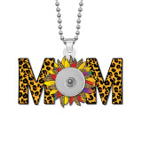 Christmas Mickey Mouse Butterfly mom sunflower Double sided Printed  Acrylic 60CM Necklace Pendant  20MM Snaps button jewelry wholesale