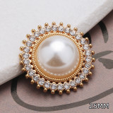 23MM flower metal Pearl Rhinestones snap button charms