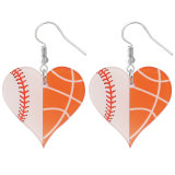 24 styles love Sports Basketball Volleyball Baseball rugby tennis  Acrylic  stainless steel two-sided Painted Heart earrings