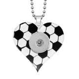 love Sports Basketball Volleyball Baseball rugby tennis two-sided Printed  Acrylic Stainless Steel Chain 60CM Necklace Pendant  20MM Snaps button jewelry wholesale