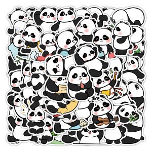 50 original cartoon cute panda stickers waterproof and reusable DIY children's reward stickers