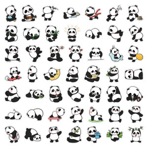 50 original cartoon cute panda stickers waterproof and reusable DIY children's reward stickers