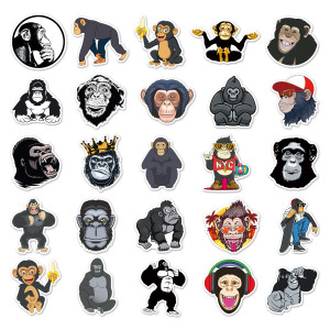 50 orangutan graffiti stickers, cartoon animal stickers, DIY phone case, water cup, suitcase stickers, waterproof