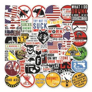 50 warning stickers, personalized waterproof warning slogans, decorative motorcycle skateboard luggage, helmet stickers