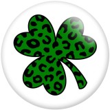 20MM Lucky clover Print glass snaps buttons  DIY jewelry