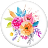 Painted metal 20mm snap buttons  Beautiful flowers Print   DIY jewelry