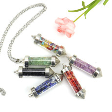 Colorful Stone Wishing Bottle Cone Love Glass Bottle Pendant Necklace