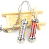 Colorful Stone Wishing Bottle Cone Love Glass Bottle Pendant Necklace