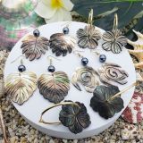 Natural Black Shell Earrings Tropical Island Style Shell Holiday Earrings