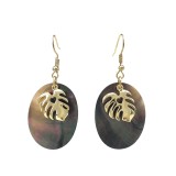 Tropical Wind Natural Oval Black Shell Earrings Island Beach Vacation Shell Earrings Tourist Attraction Products